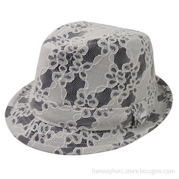 Women's Lace Hat, Self Band and Rhinestone Trim